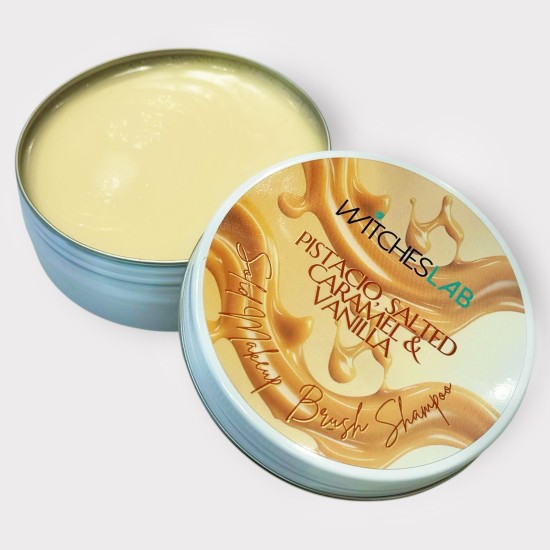 Solid Makeup Brush Shampoo - 120ml - Pistachio, Salted Caramel & Vanilla